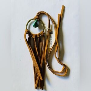 NWT Jewelry Junkie Chunky turquoise Necklace with leather  Fringe Tassle